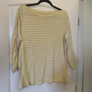Chaps Yellow/White Striped Top. Size XXL. Old Money. Preppy. Academia. Stripes.